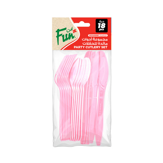 Fun® Heavy-Duty Light Pink Cutlery Set [18pcs x 1pkt]