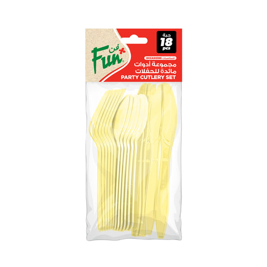 Fun® Heavy-Duty Light Yellow Cutlery Set [18pcs x 1pkt]