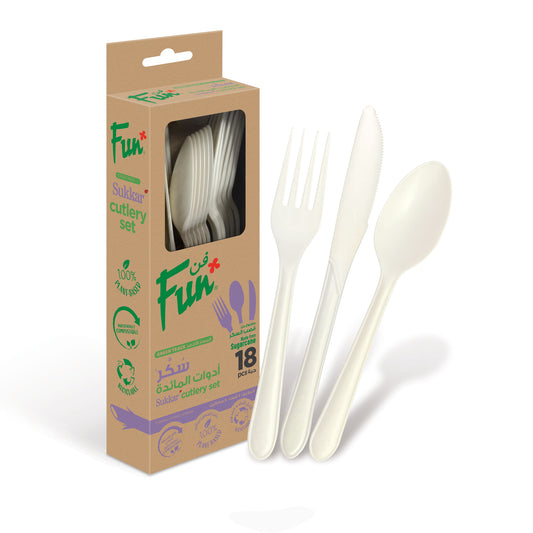 Fun® Sukkar Cutlery Set in cardboard box [18pcs x 1pkt]