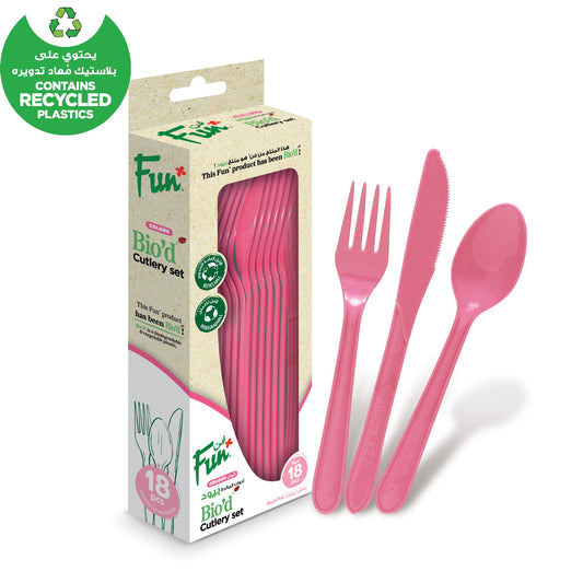 Fun Biod Blush Pink Cutlery Set [18pcs x 1pkt] - CRP