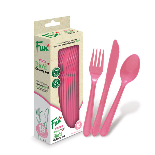 Fun® Bio'd Blush Pink Cutlery Set [18pcs x 1pkt]
