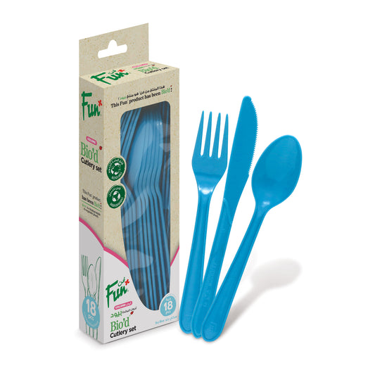 Fun® Bio'd Sky Blue Cutlery Set [18pcs x 1pkt]