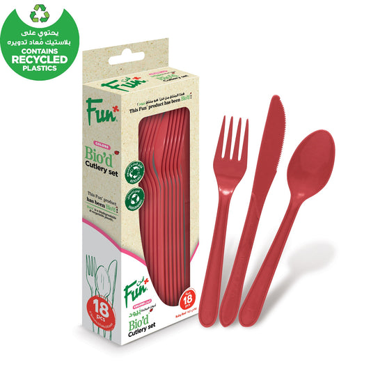 Fun Biod Ruby Red Cutlery Set [18pcs x 1pkt] - CRP