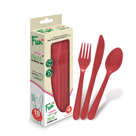 Fun® Bio'd Ruby Red Cutlery Set [18pcs x 1pkt]