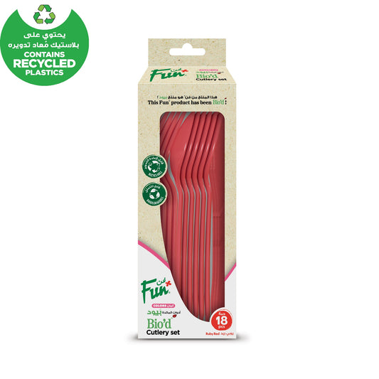 Fun Biod Ruby Red Cutlery Set [18pcs x 1pkt] - CRP