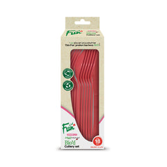 Fun Bio'd Ruby Red Cutlery Set [18pcs x 1pkt]