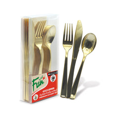 Fun Premium Plastic Gold Cutlery Set [18pcs x 1pkt]