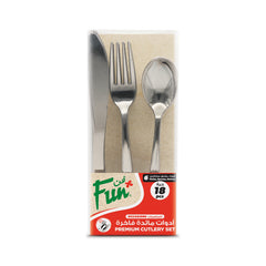 Fun Premium Plastic Silver Cutlery Set [18pcs x 1pkt]