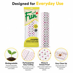 Fun Biodegradable Printed Soufra Table Covers 1x1.2m (30 Sheets) [1rl x 1pkt]