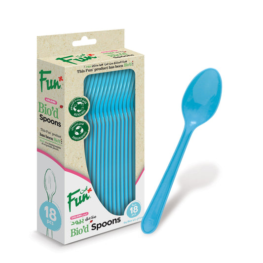 Fun® Bio'd Sky Blue Spoons 6.5in [18pcs x 1pkt]