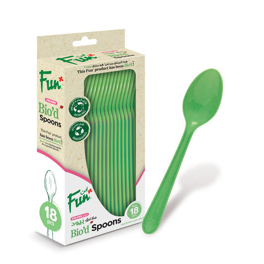 Fun® Bio'd Kiwi Green Spoons 6.7in [18pcs x 1pkt]