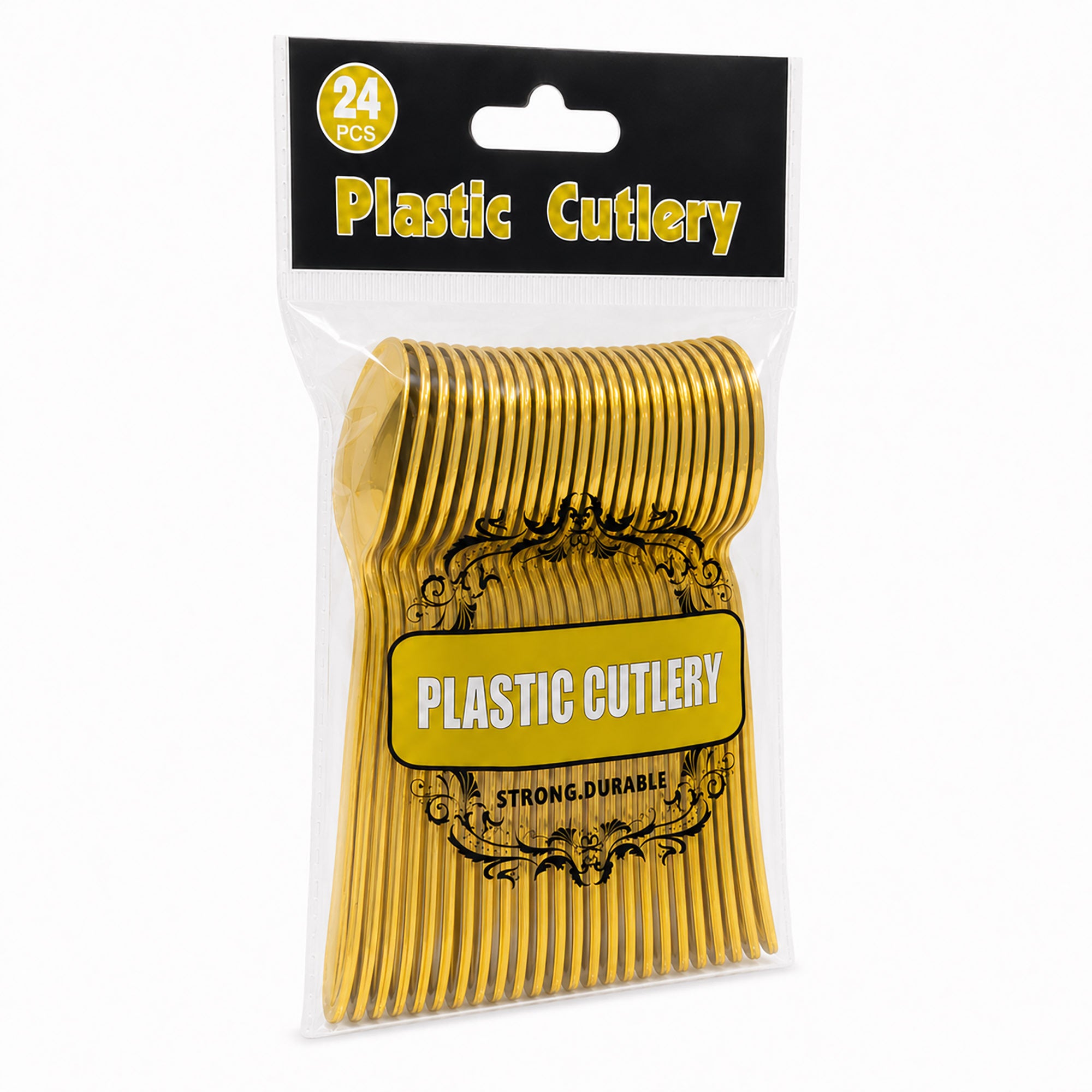 Fun Premium Gold Plastic Spoons 10cm [24pcs × 1bag]