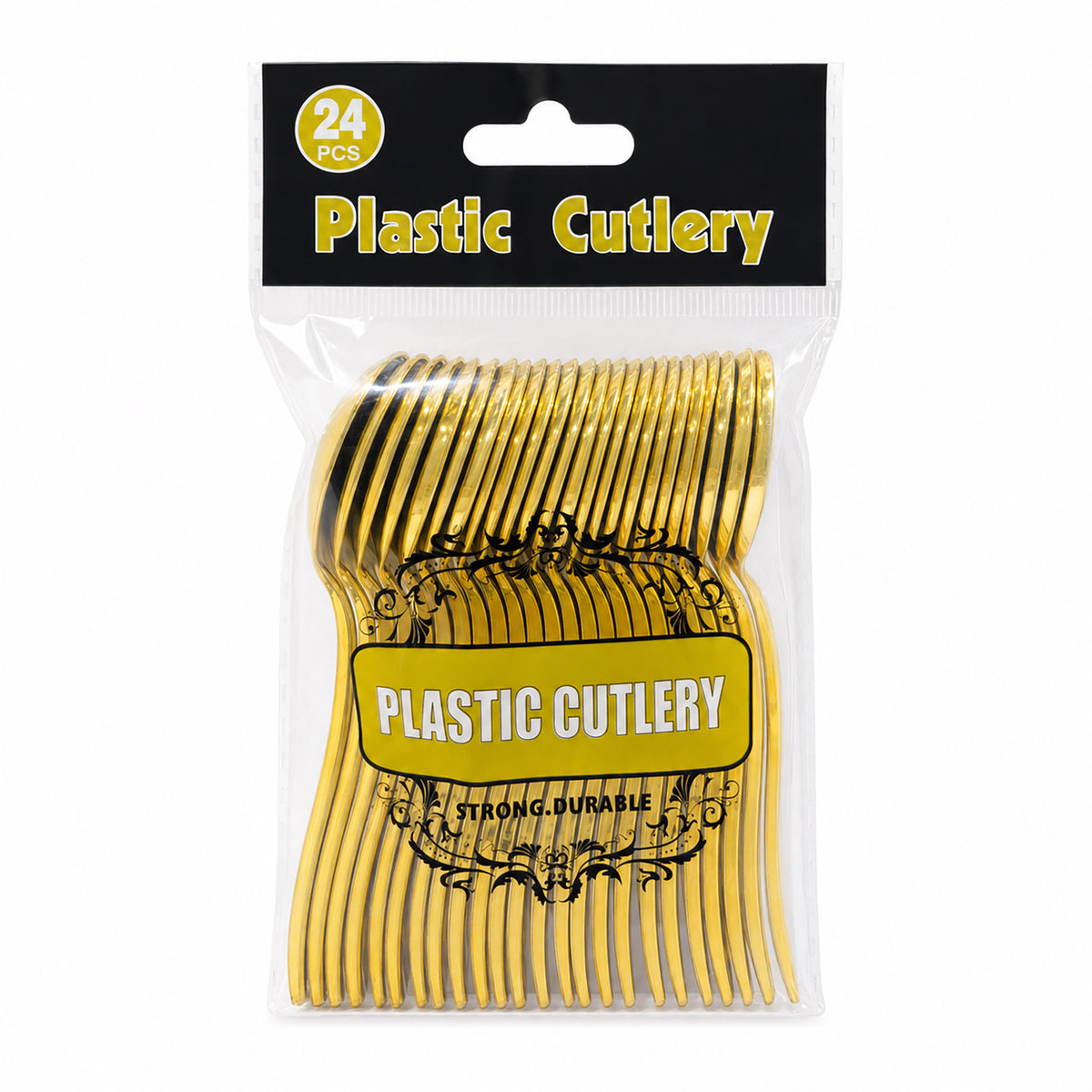 Fun Premium Gold Plastic Spoons 10cm [24pcs × 1bag]