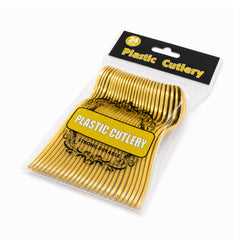 Fun Premium Gold Plastic Spoons 10cm [24pcs × 1bag]