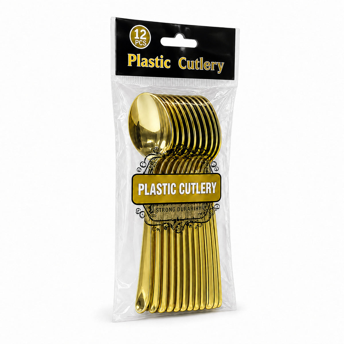 Fun Premium Gold Plastic Spoons 12.8cm [12pcs × 1bag]