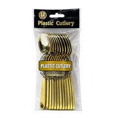 Fun Premium Gold Plastic Spoons 12.8cm [12pcs × 1bag]