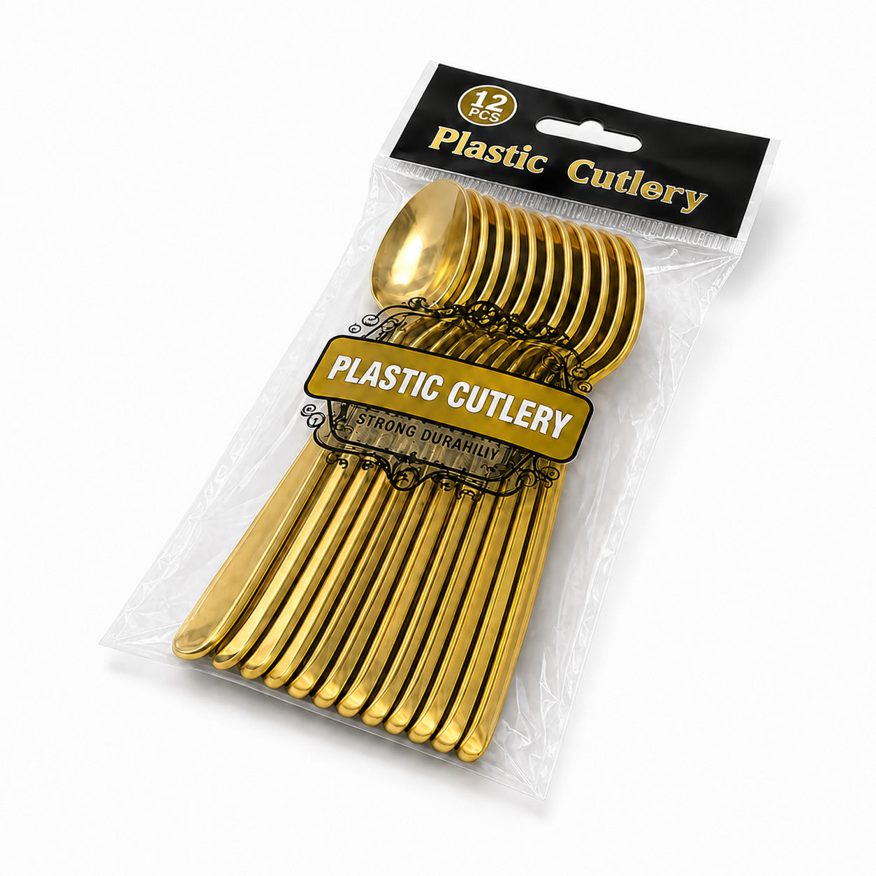 Fun Premium Gold Plastic Spoons 12.8cm [12pcs × 1bag]