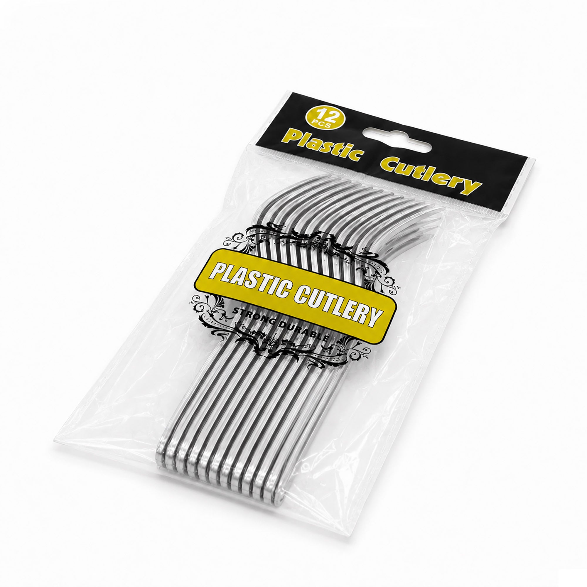 Fun Premium Silver Plastic Forks 14.7cm [12pcs × 1bag]