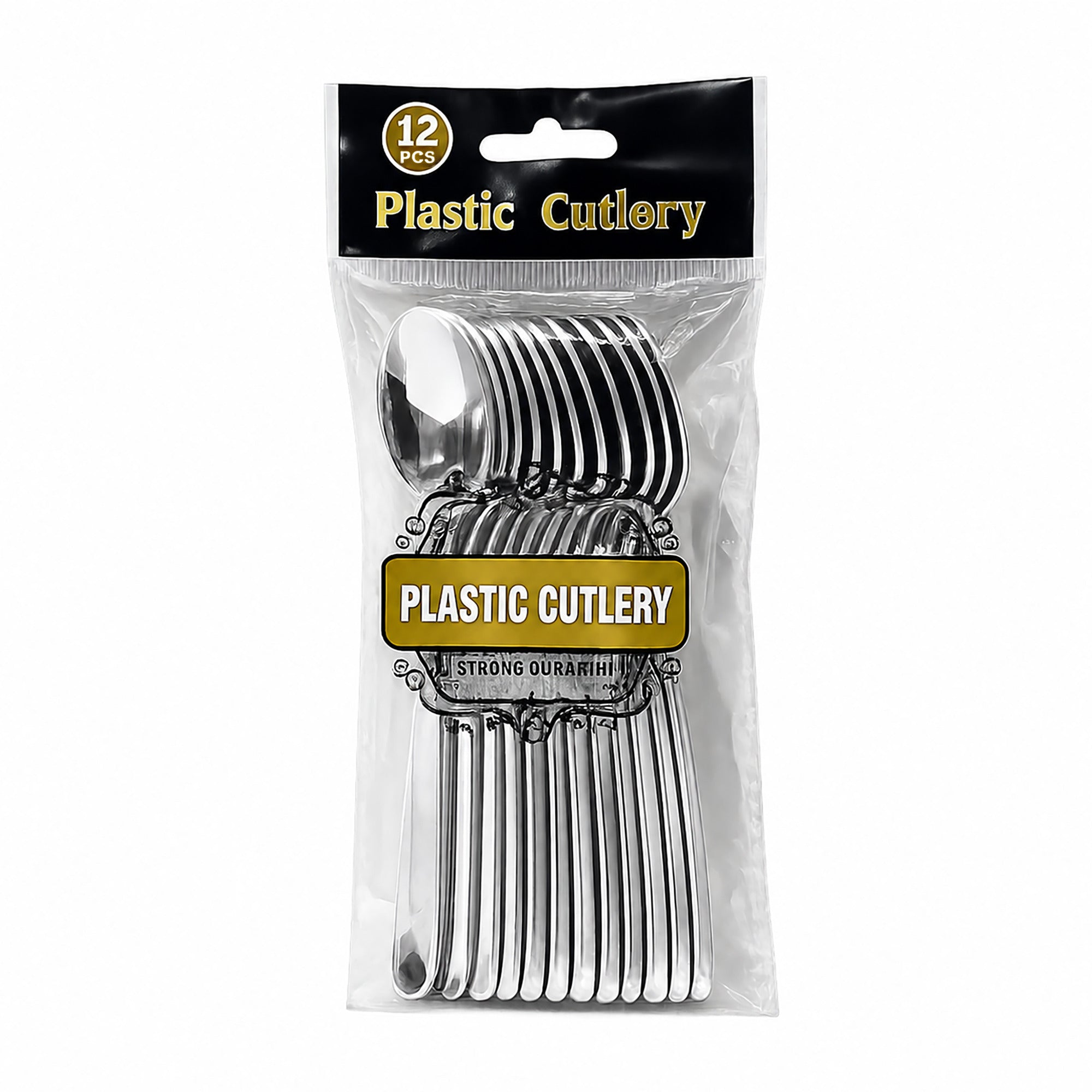 Fun Premium Silver Plastic Spoons 12.8cm [12pcs × 1bag]