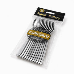 Fun Premium Silver Plastic Spoons 12.8cm [12pcs × 1bag]