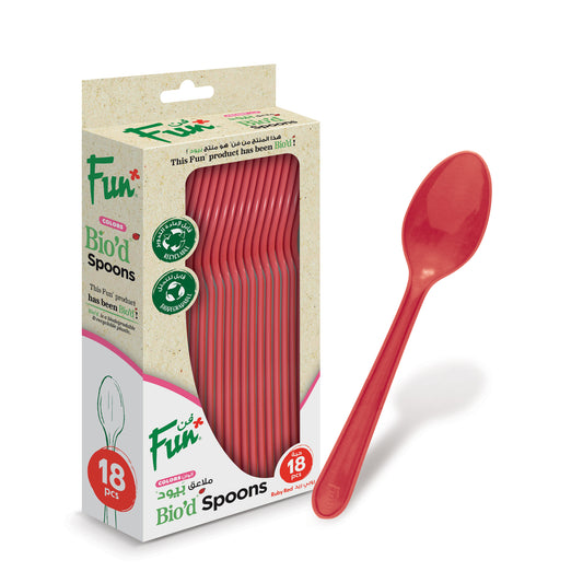 Fun® Bio'd Ruby Red Spoons 6.5in [18pcs x 1pkt]
