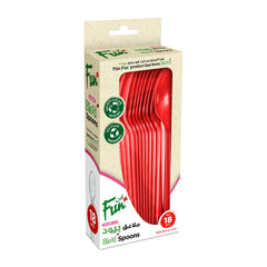 Fun Bio'd Ruby Red Spoons 6.5in [18pcs x 1pkt]