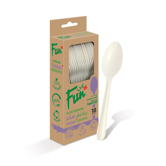 Fun® Sukkar White Spoons in cardboard box 6.7in [18pcs x 1pkt]