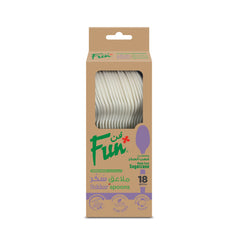 Fun Sukkar White Spoons in cardboard box 6.7in [18pcs x 1pkt]