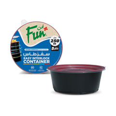 Fun Towerpack Round Cont. W/Screw Base 250cc Black/Red - PP [P: 50pcsx1pkt]