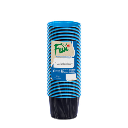 Fun® Towerpac Round Cont.With Screw Base 500cc - Black/Blue - PP [P:50pcsx1pkt]