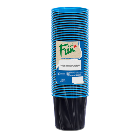 Fun® Towerpac Round Cont.With Screw Base 250cc - Black/Blue - PP [P:50pcsx1pkt]