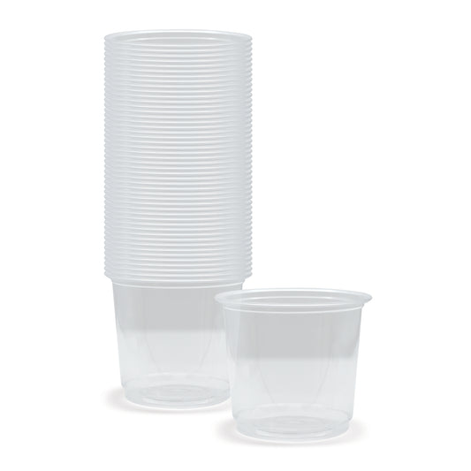 Fun® Plastic Multipurpose Round Clear Containers with Flat Bases 200cc [50pcs x 1pkt]