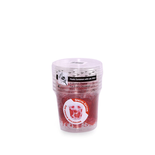 Fun® Round Containers 300cc with Flat bases and Lids - Unique Occasions Design [5pcs x 1pkt]