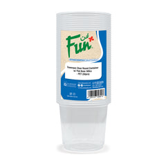 Fun Plastic Multipurpose Round Clear Containers with Flat Bases 300cc [50pcs x 1pkt]