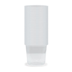 Fun Plastic Multipurpose Round Clear Containers with Flat Bases 300cc [50pcs x 1pkt]