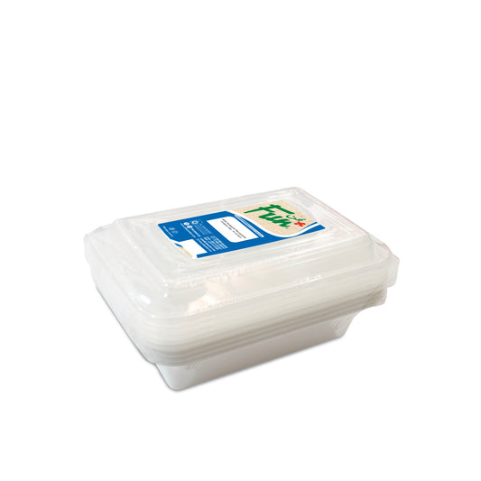 Fun® Microwavable Rectangular White Containers 24oz with Lids [5pcs x 1pkt]