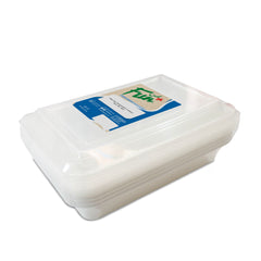 Fun Microwavable Rectangular White Containers 32oz with Lids [5pcs x 1pkt]