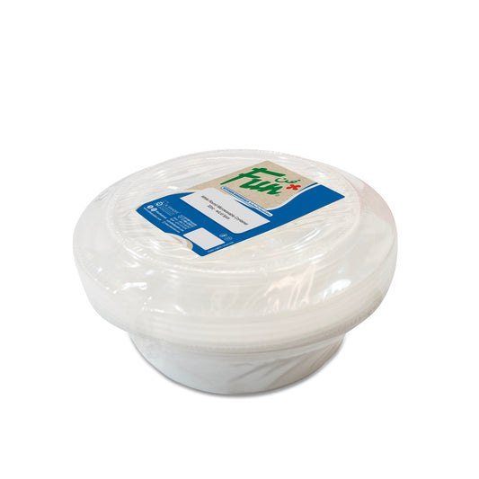 Fun® Microwavable Round White Containers 32oz with Lids [5pcs x 1pkt]