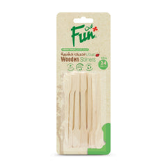 Fun Wooden Stirrers 13cm [24pcs x 1pkt]