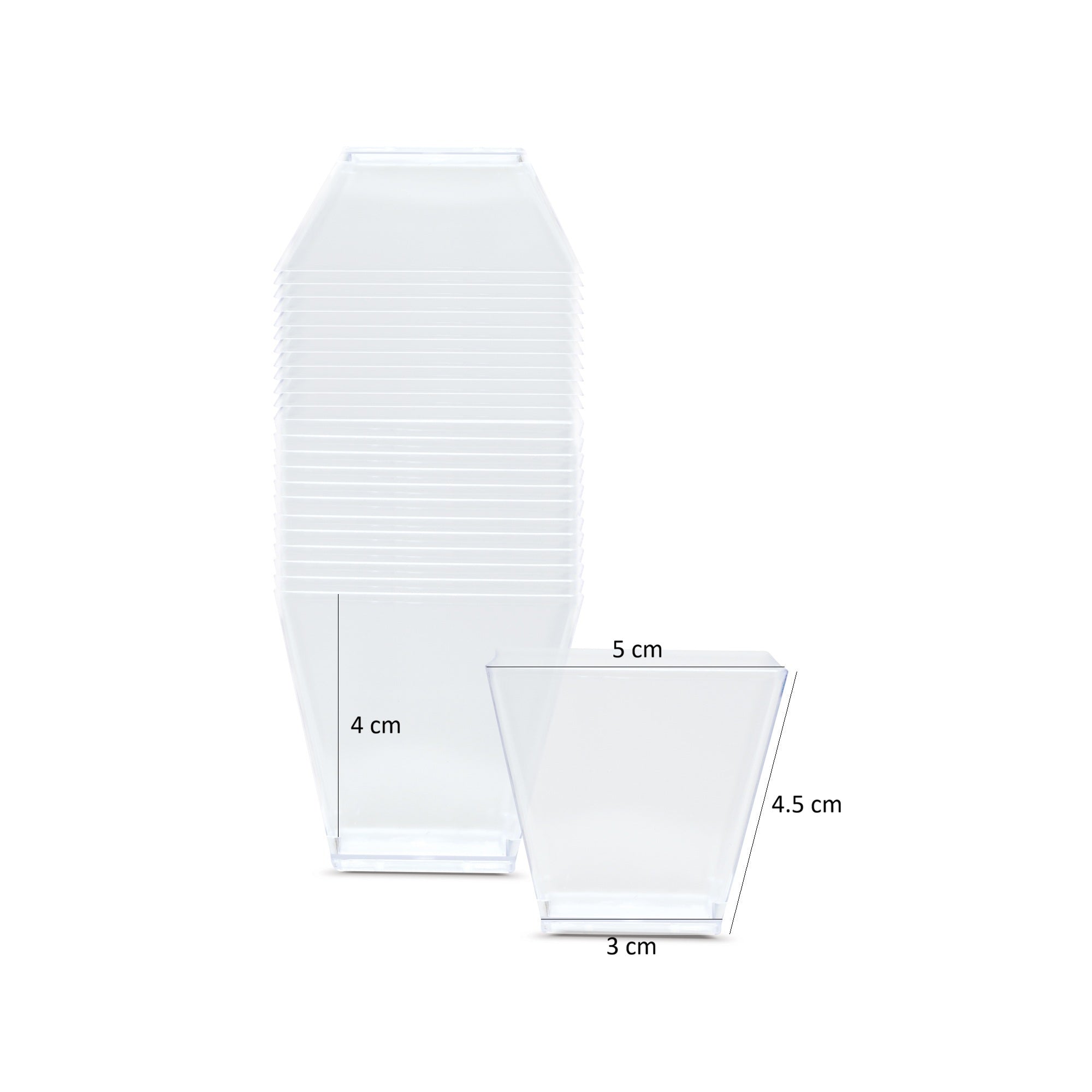 Fun Verrine Square Clear Cups 60ml with Lids Double as Display Bases (24 Pieces)