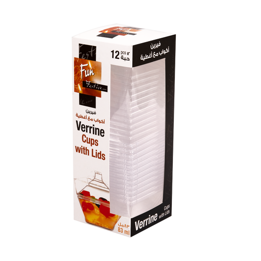 Fun® Verrine Square Cups with Lids 83ml [P:12pcsx1pkt]