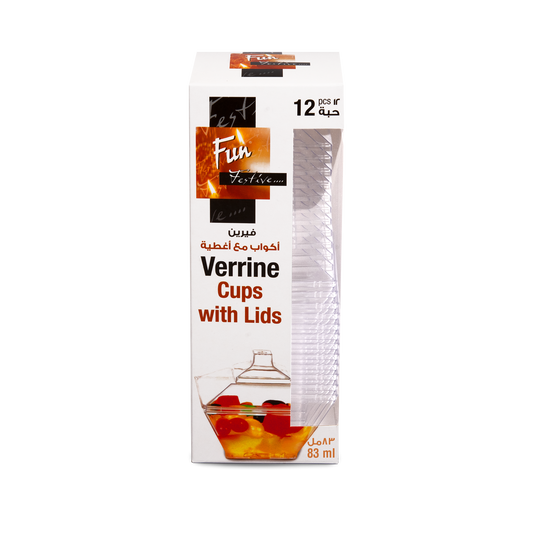 Fun® Verrine Square Cups with Lids 83ml [P:12pcsx1pkt]