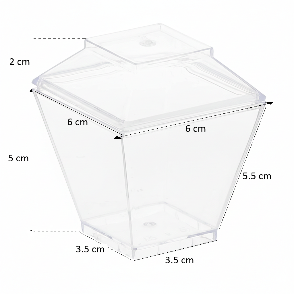Fun Verrine Clear Cups with Lids Double as Display Bases – 90ml (24 Pieces)