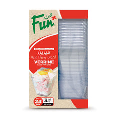 Fun Verrine Clear Cups 190ml with Lid [24pcs x 1pkt]