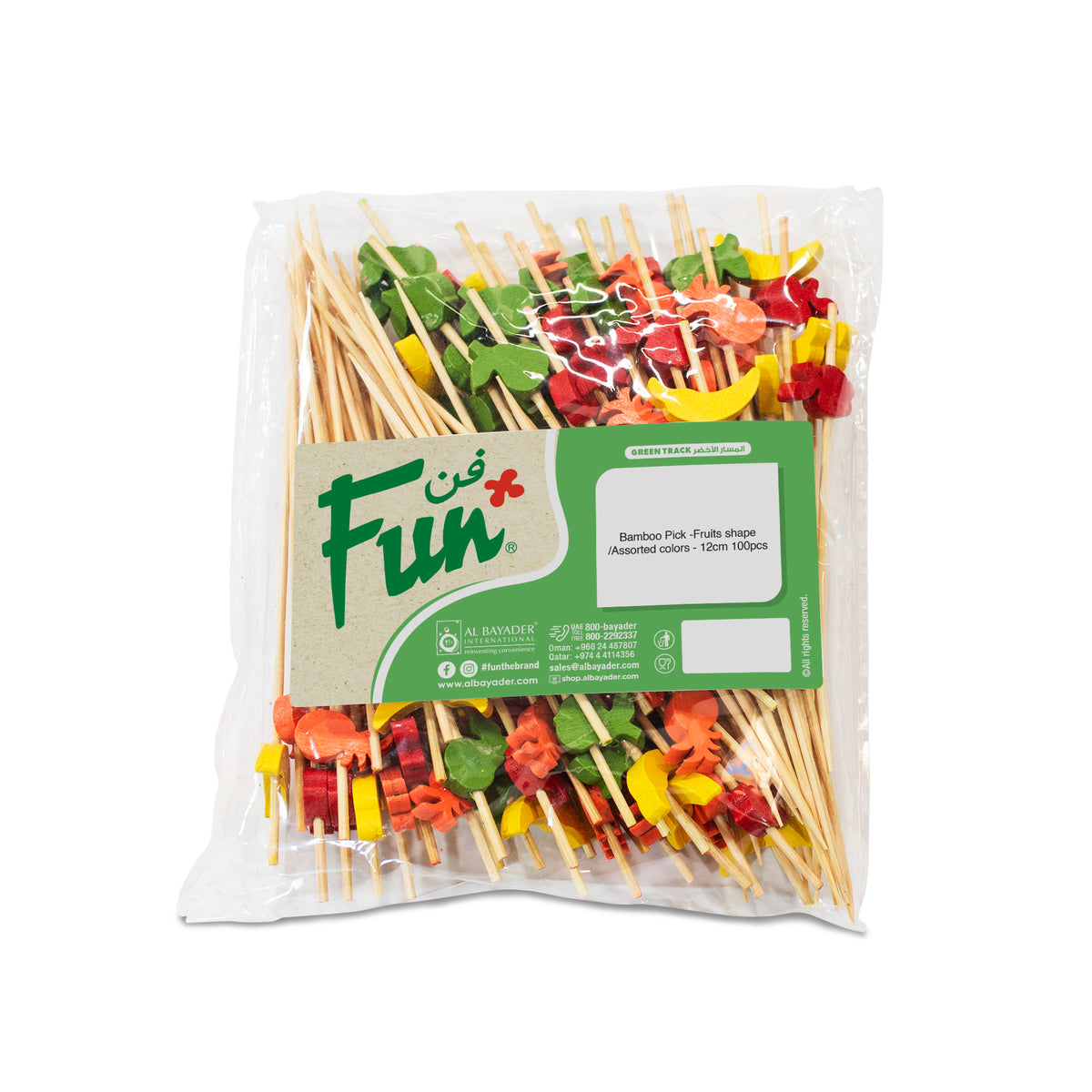 Fun Bamboo Assorted Colors Picks 12cm  - Fruits shape [100pcs x 1pkt]