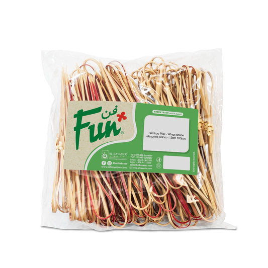Fun® Bamboo Red Picks 12cm - Heart Shape [100pcs x 1pkt]