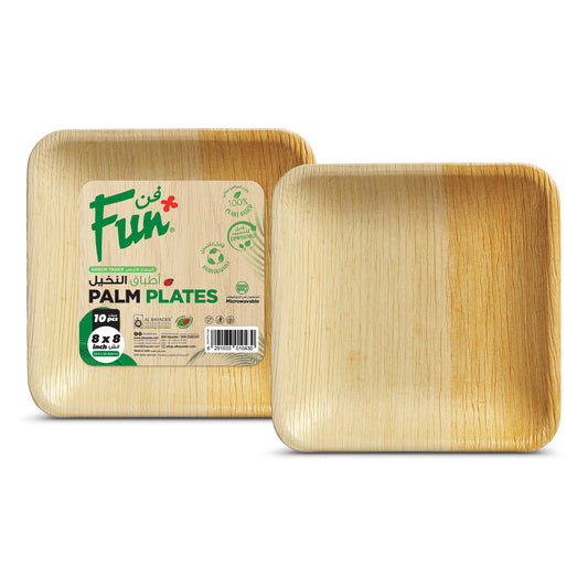 Fun® Palm Bio Leaf Square Plates 8x8in [10pcs x 1pkt]