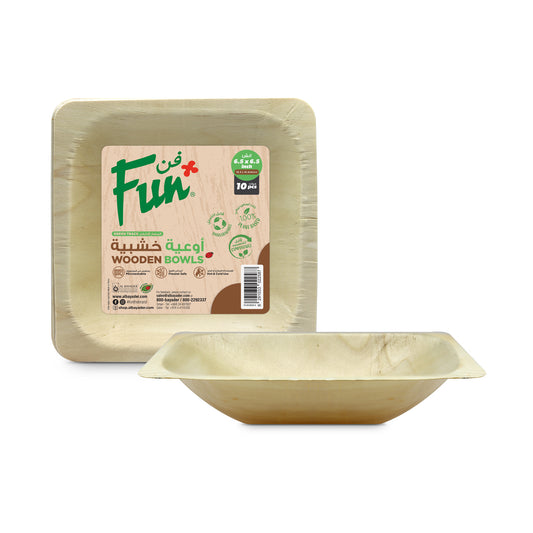 Fun® Wooden Square Bowls poplar 6.5in [10pcs x 1pkt]