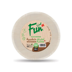 Fun® Wooden Light Brown Round Plates 8.6in [10pcs x 1pkt]