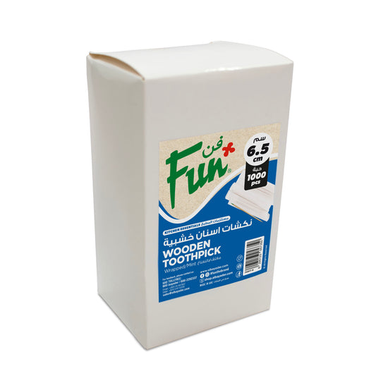 Fun® Wooden Toothpick 6.5cm Mint Wrap [1000pcs x 1pkt]